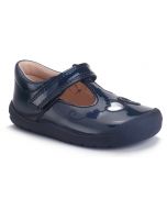 Start-Rite Party Navy Patent T-bar Shoes