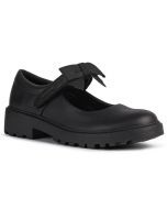 Geox Casey MJ Bow Black Leather School Shoes