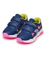 Geox Pavel Navy Fluorescent Pink Trainers 