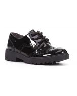 Geox Casey Lace Black Patent School Shoes