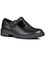 Geox Casey J8420E T-bar Black School Shoes 