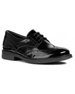 Geox Agata Black Patent Lace School Shoe