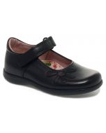 Petasil Bonnie Black Leather School Shoes