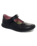 Petasil Donna Black Leather School Shoes