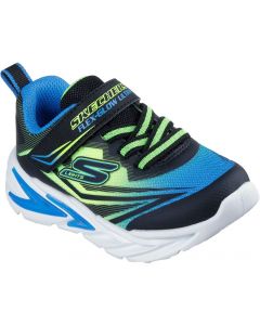 Skechers Infant Flex Glow Ultra Black Blue Lime Trainers