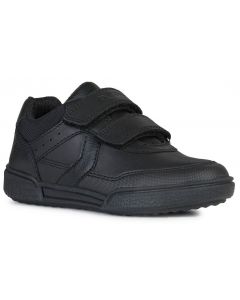 Geox Poseido Black Leather School Shoes