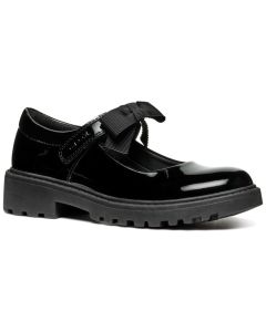 Geox Casey MJ Bow Black Patent School Shoes