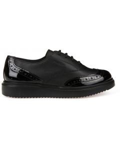 Geox Thymar Black Patent School Shoes