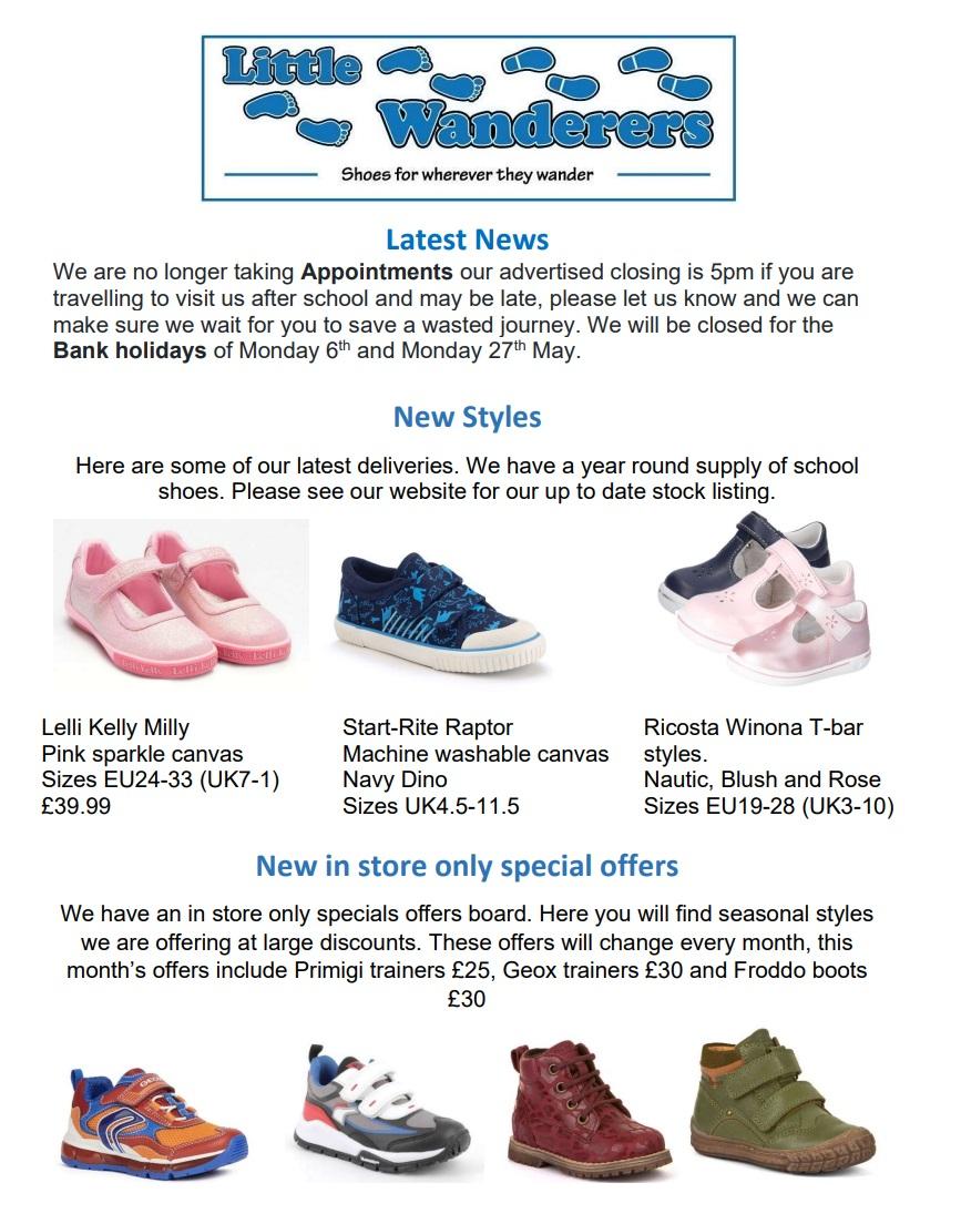 Little Wanderers In-store News for April
